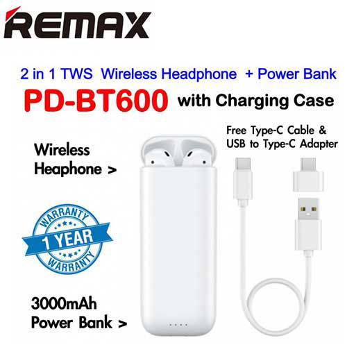 REMAX PD BT600 2 IN 1 PRODA TWS AIR PLUS WIRELESS HEADPHONE WITH