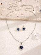 Picture of Women's accessories delicate zircon blue color necklace + earring