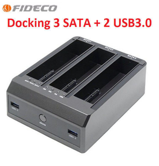 Picture of قارئ هارد 3 منافذ يدعم 22TB لكل منفذ ، مع منافذ USB3.0 من FIDECO