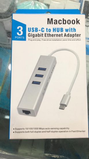 صورة Mackbook Type C to Gigabit Ethernet Adapter Plus 3.0 Usb Hub for Mac